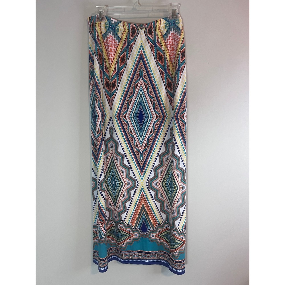 Cato Womens Large Geometric Tribal Print Maxi Skirt Multi-Color Boho NWT